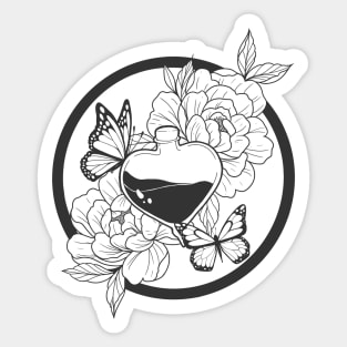 Bottled Magic and Butterfly (Line Art) Sticker